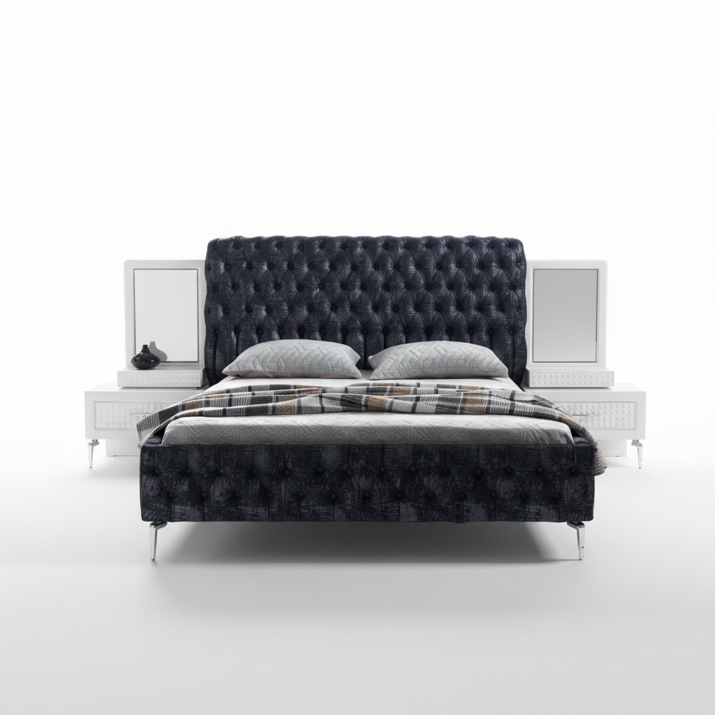 Schlafzimmer Bett Chesterfield Polster Design Doppel Betten Schwarz