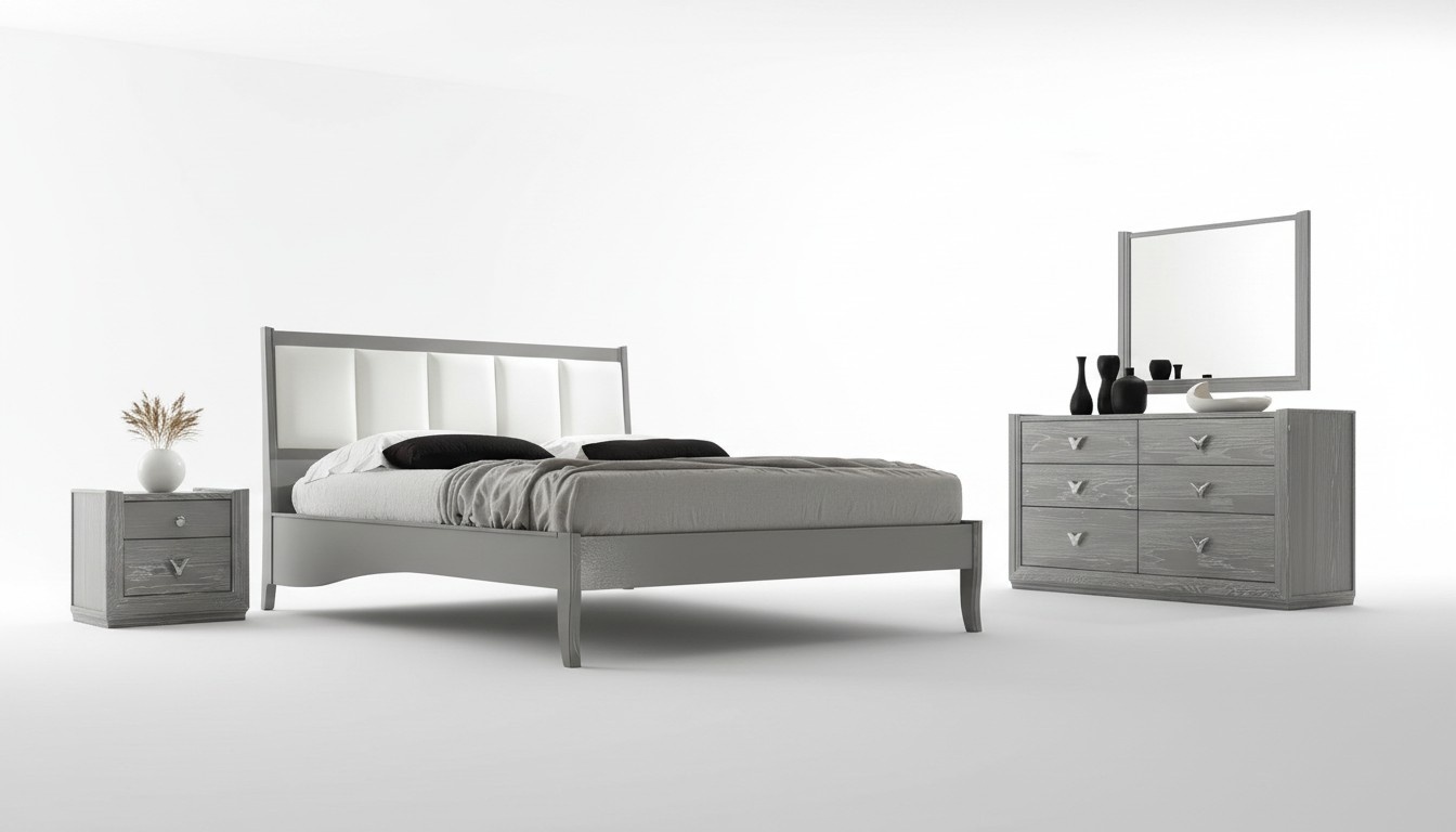 Schlafzimmer Bett Nachttisch Betten Holz Gruppe Doppel Design Garnitur Set 3tlg.