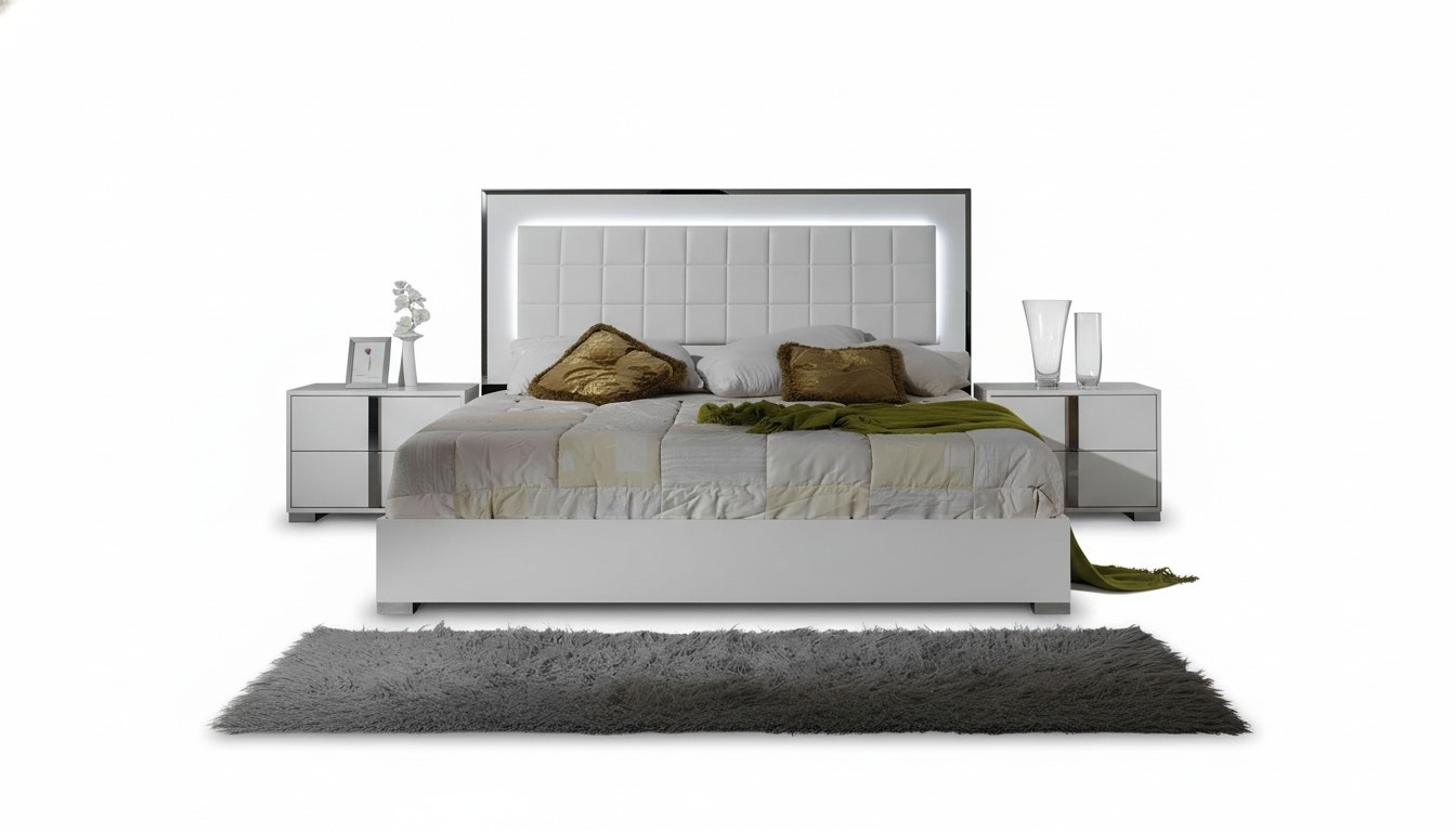 Schlafzimmer Bett Nachttisch Holz Nachttische Doppelbett Betten Weiß Modern 3tlg