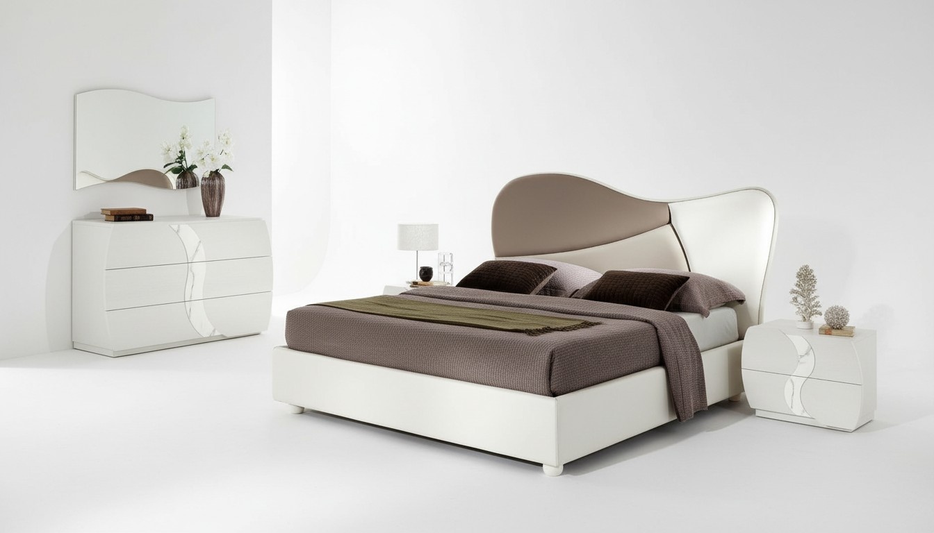 Schlafzimmer Bett Nachttisch Kommode Spiegel Luxus Garnitur Doppel Set 5tlg. Neu
