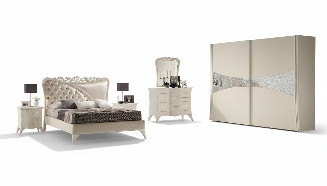 Schlafzimmer Bett Nachttisch Konsole Kleiderschrank Modern Holz Luxus Set 6tlg