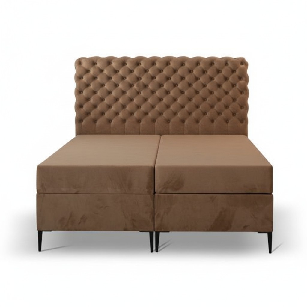 Schlafzimmer Doppelbett Bett 180сm Matratze Braun moderne Stil Holz Chesterfield