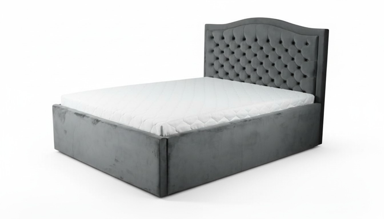 Schlafzimmer Doppelbett Bett 180сm Matratze Grau Chesterfield Stil Holz