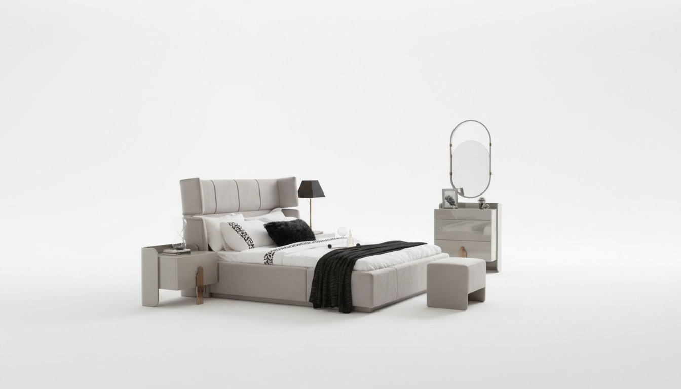 Schlafzimmer Doppelbett Nachttische Kommode Spiegel Komplettzimmer Möbel