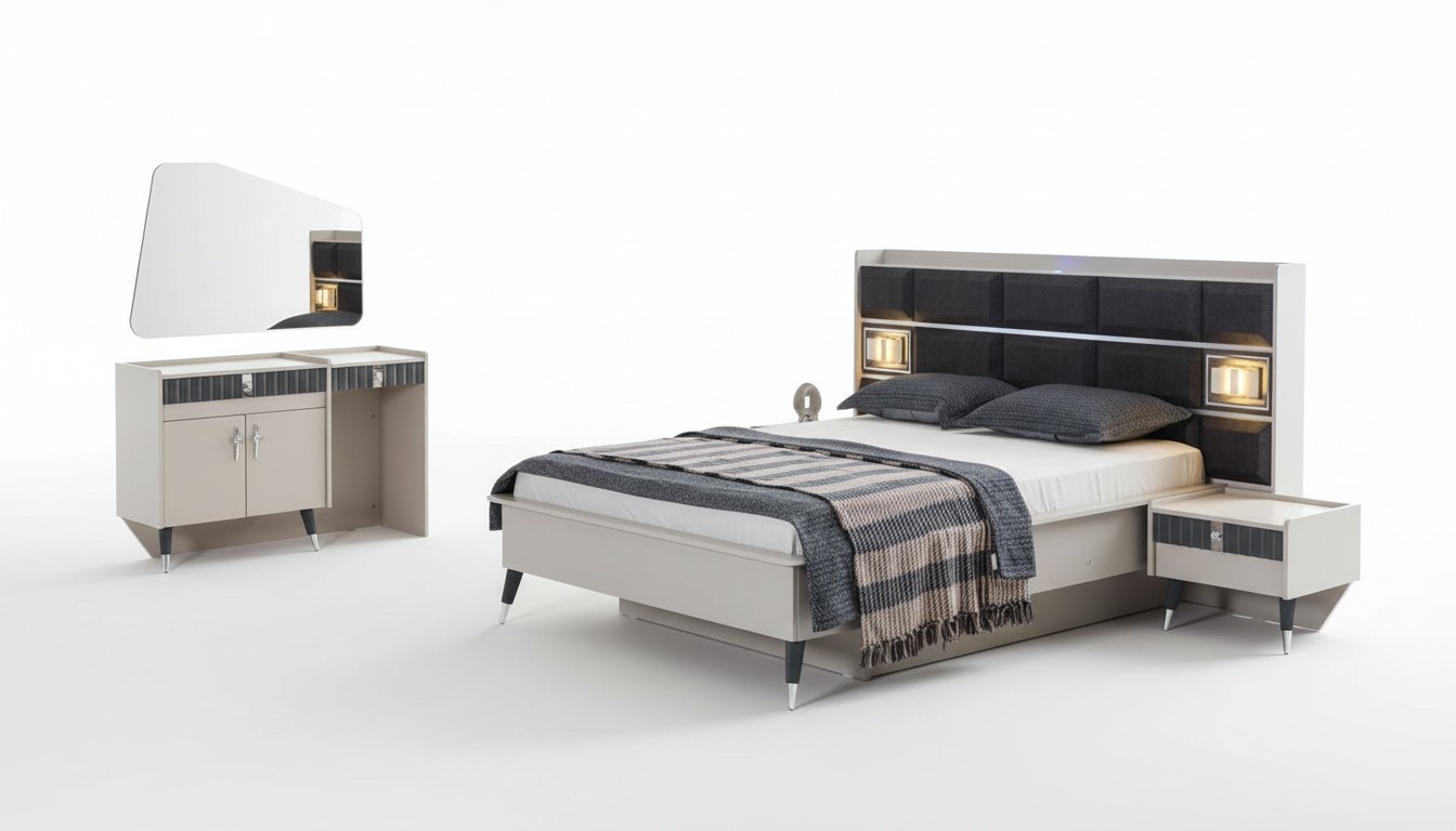 Schlafzimmer Garnitur Luxus Bett Designer Schminktisch Konsole 5tlg Set