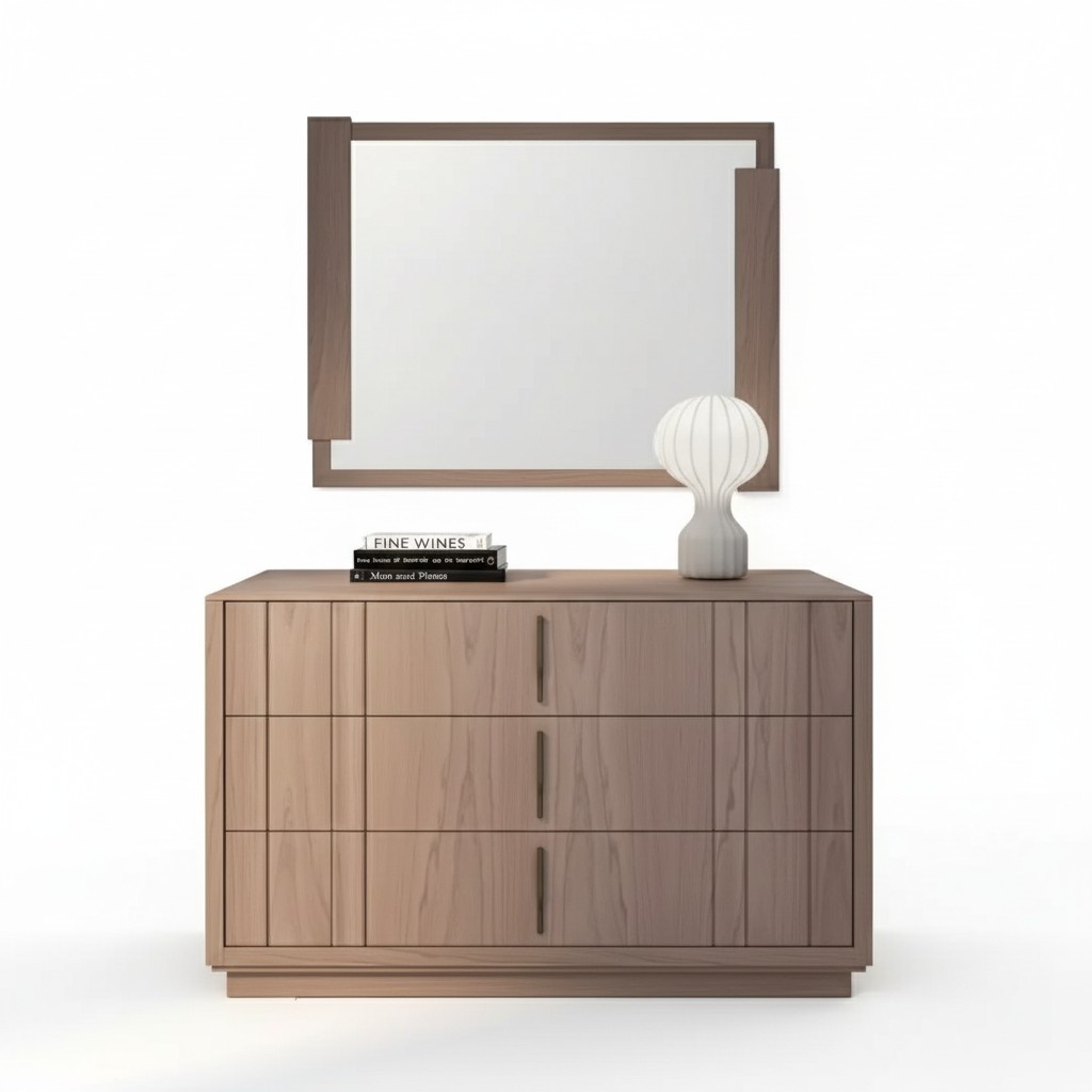 Schlafzimmer Holz Kommode Spiegel Modern Möbel 2tlg. Neu Luxus