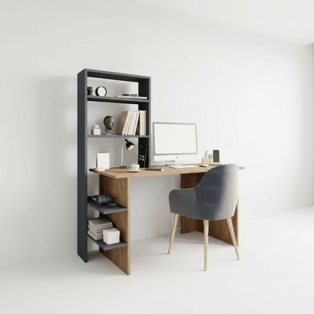 Schlafzimmer Jugendzimmer Schreibtisch Computertisch Modern Design Braun Grau