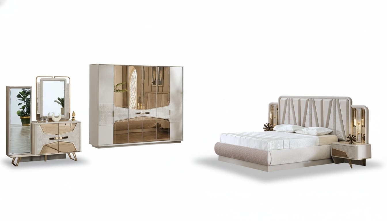 Schlafzimmer Komplettset Bett Set Möbel Gäste Zimmer Schrank Bett Schminktisch