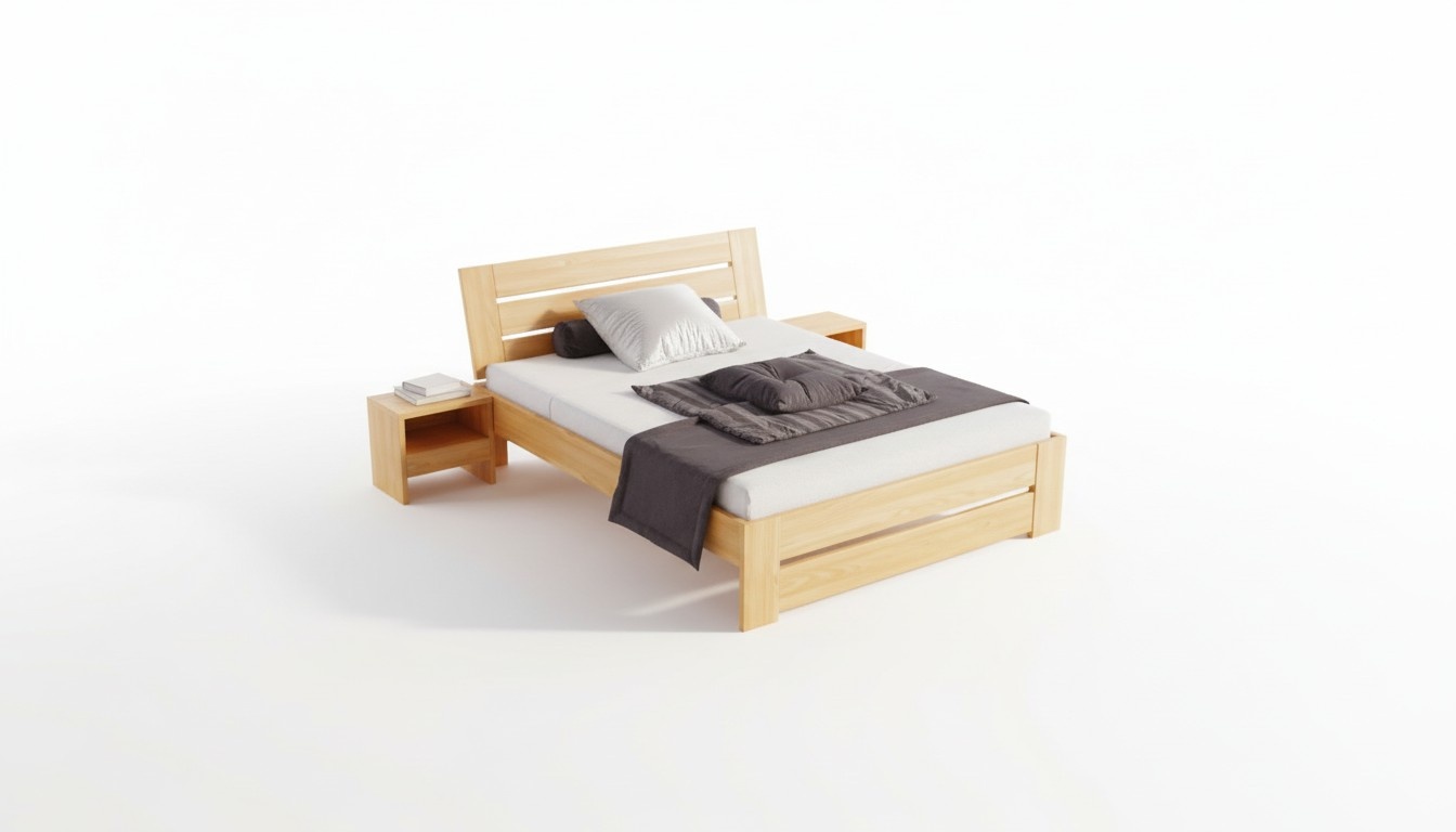 Schlafzimmer Möbel 3tlg. Set Bett Massivholz Nachttische 2x Betten Echtes Holz