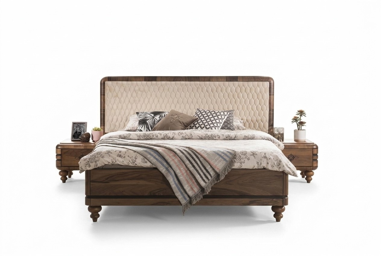 Schlafzimmer Möbel Luxus Designer Bett 2x Nachttischer Doppelbett 3tlg