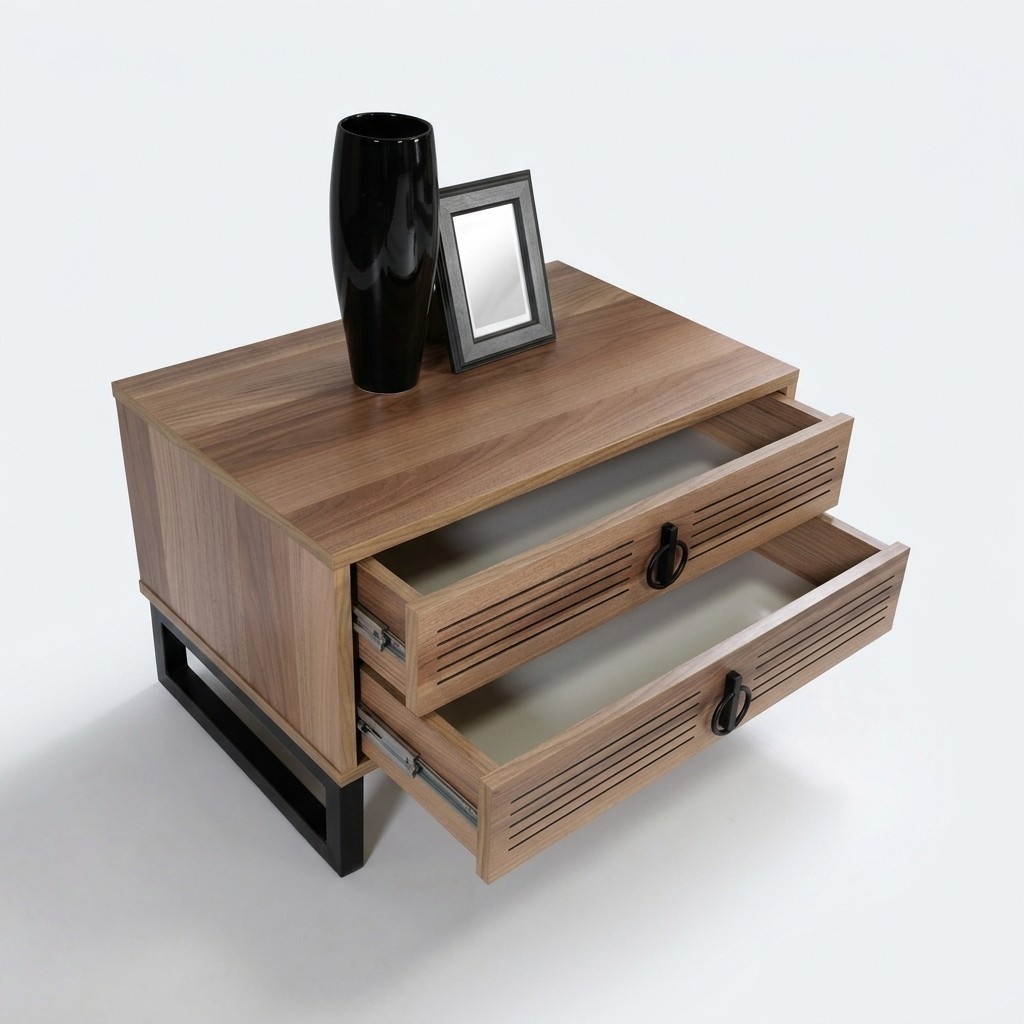 SchlafZimmer Nachttisch Design Beistell Holz mit Metall Luxus Neu