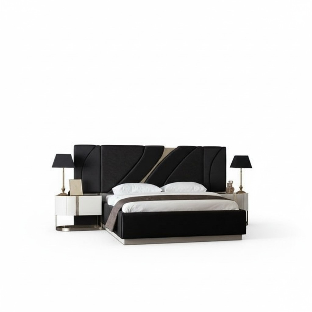 Schlafzimmer Set Bett 2x Nachttische Verspiegelt Doppelbett Polsterbett