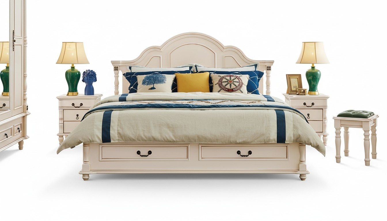 Schlafzimmer Set Bett 2x Nachttisch Hotel Betten Schlafzimmer Holz Design 3tlg.