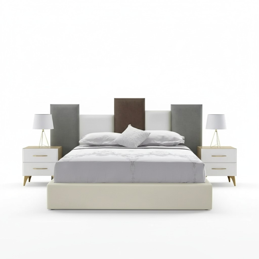 Schlafzimmer Set Bett 2x Nachttisch Holz weiß komplett Modern 3tlg