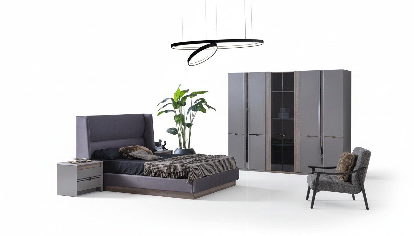 Schlafzimmer Set Bett Kleiderschränke Schrank Betten 2x Nachttische 4tlg.