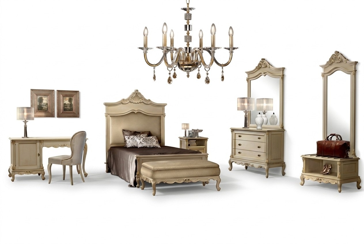 Schlafzimmer Set Bett Nachttisch Holz Kommode Luxus Modern 7tlg. Neu