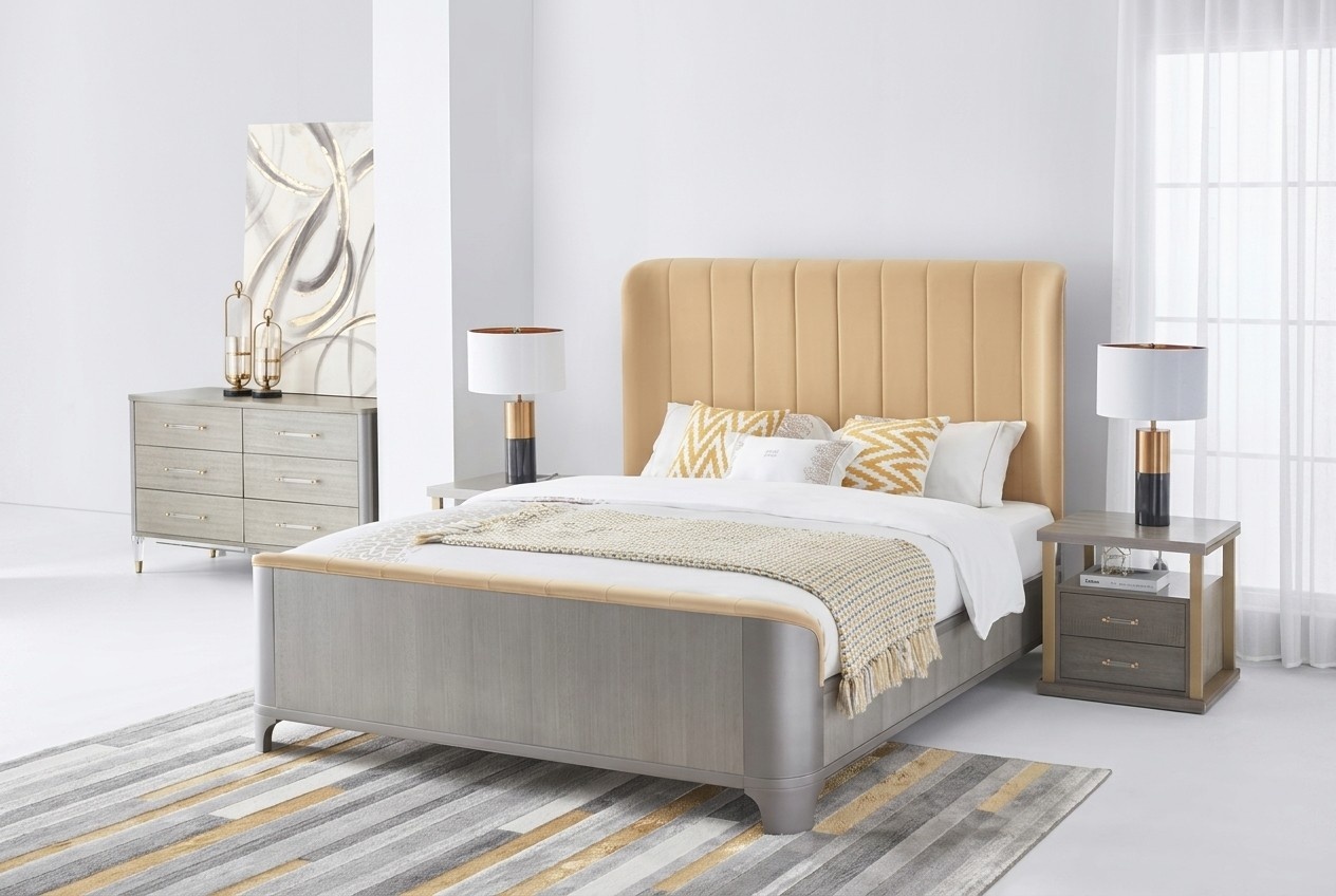 Schlafzimmer Set Bett Nachttisch Design Modern Betten Gruppe Leder 3 tlg. NEU