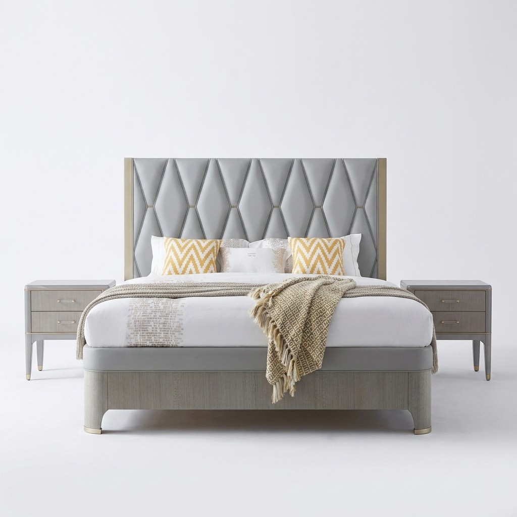 Schlafzimmer Set Bett Nachttisch Design Modern Luxus Betten Gruppe Leder 3 tlg.
