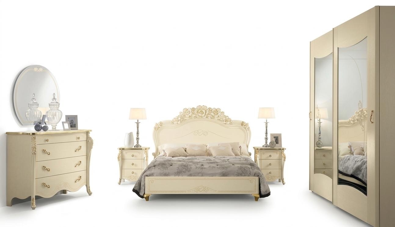 Schlafzimmer Set Bizzotto Bett Nachttisch Kommode Spiegel Kleiderschrank 5tlg.