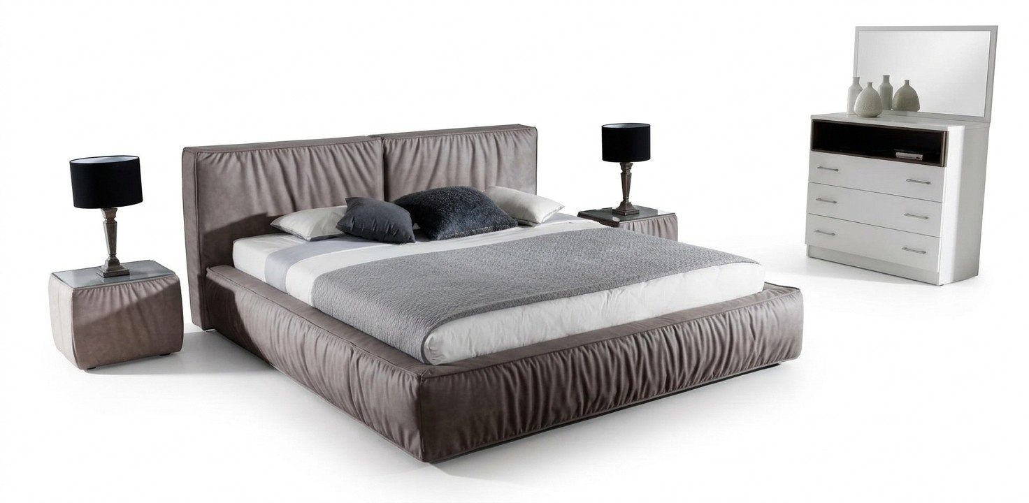 Schlafzimmer Set Braun Bett Nachttisch Elegantes Design Mobel 3tlg