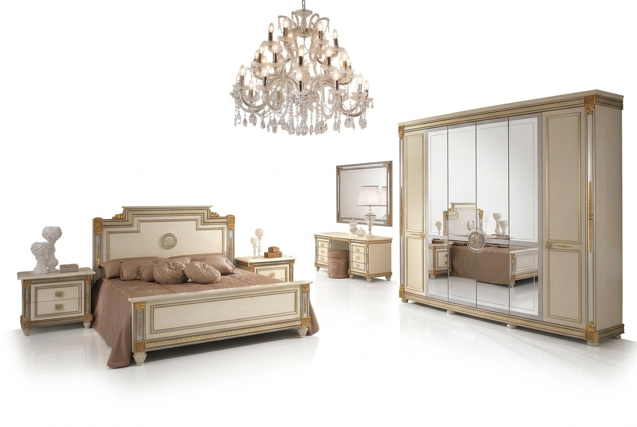 Schlafzimmer Set Design Modern Luxus Möbel Bett 2x Nachttisch 7 tlg. Italien Neu