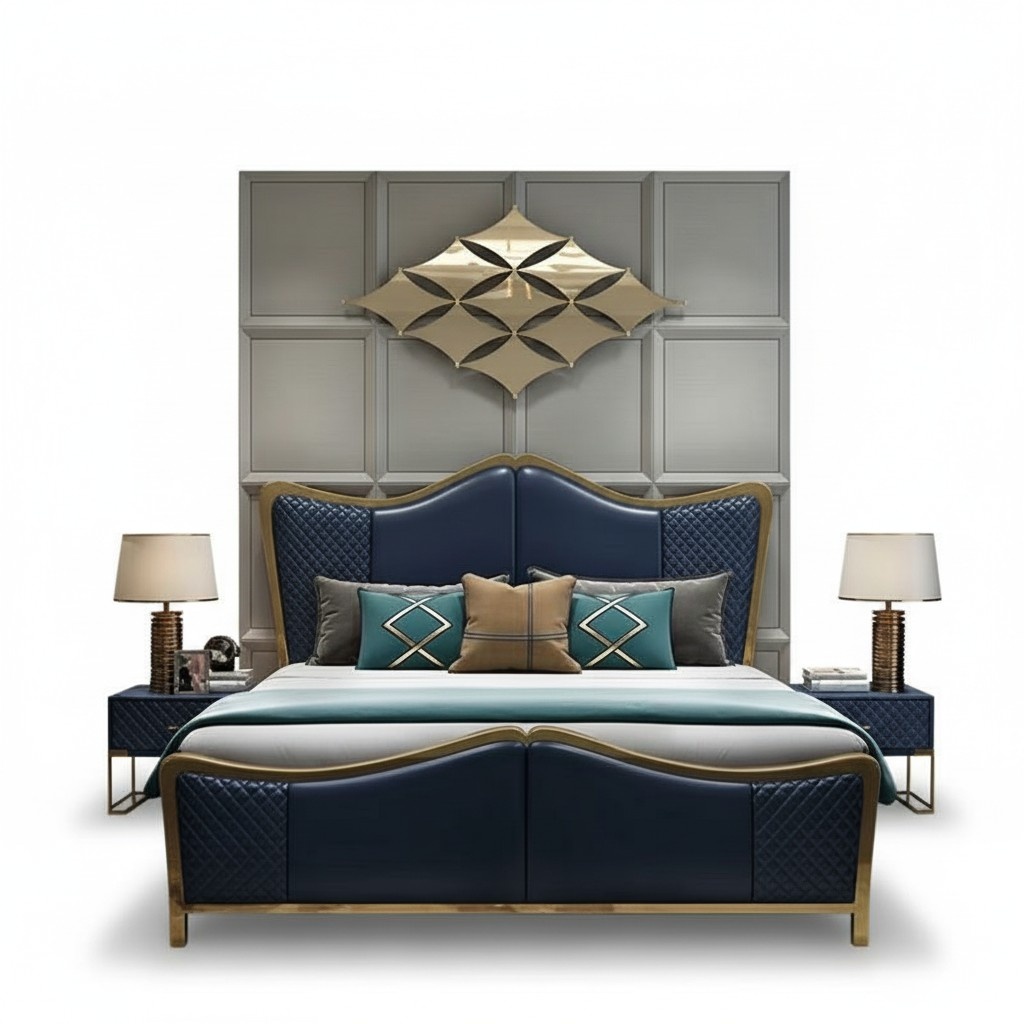 Schlafzimmer Set Designer Luxus Gruppe Garnitur Bett 2x Nachttisch 3 tlg Neu