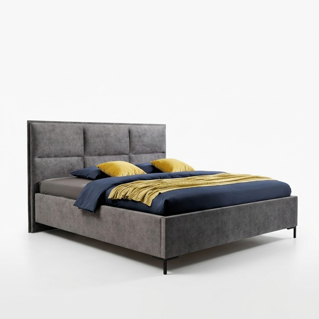 Schlafzimmer Set Grau Bett Elegantes 2x Nachttische Komplett Set 3tlg.