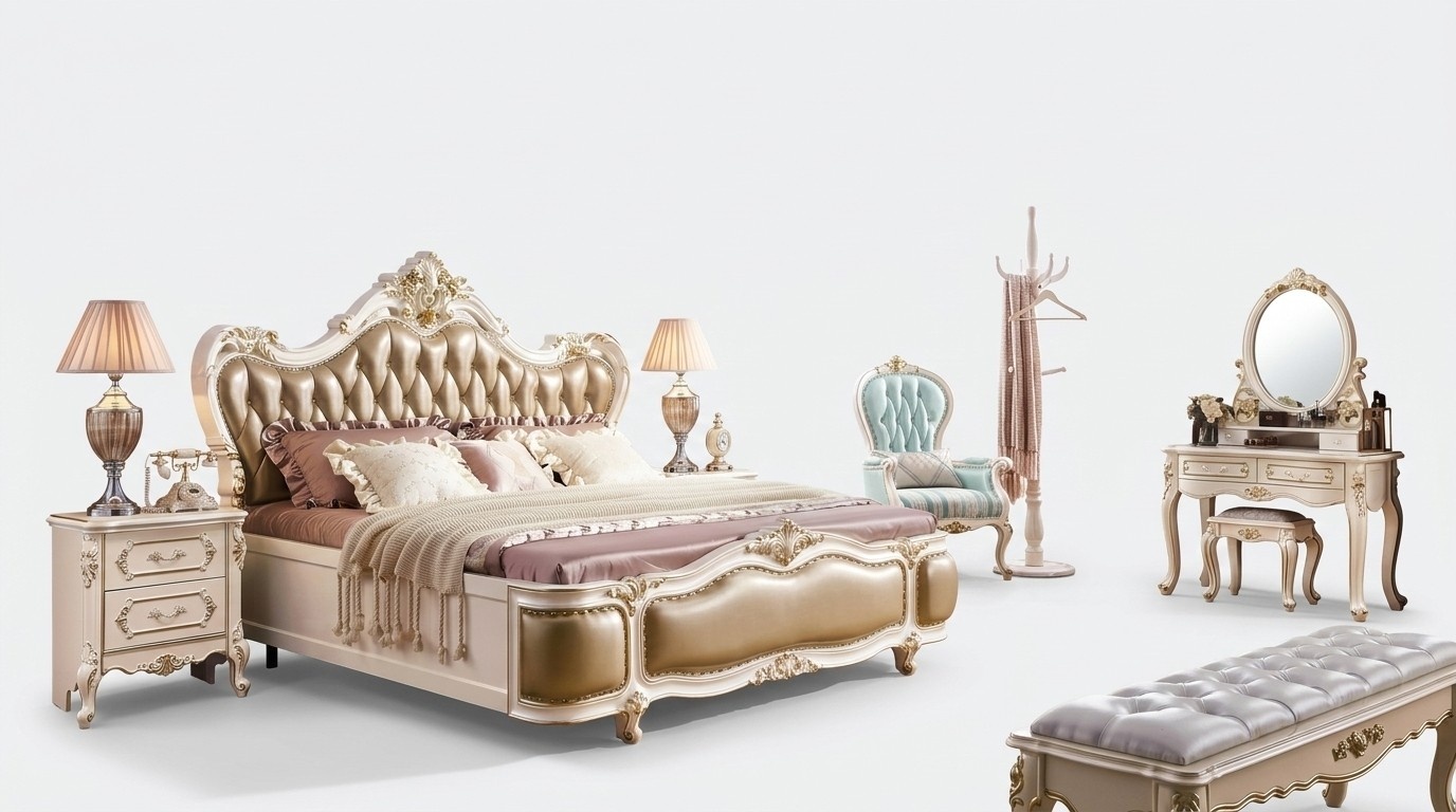Schlafzimmer Set Klassischer Designer Holzmöbel Luxus neu 8tlg