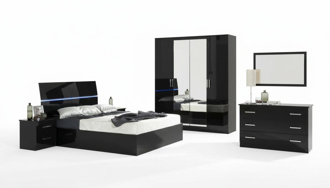 Schlafzimmer Set Komplett Kommode Bett Kleiderschrank Betten Nachtkonsole 6tlg.