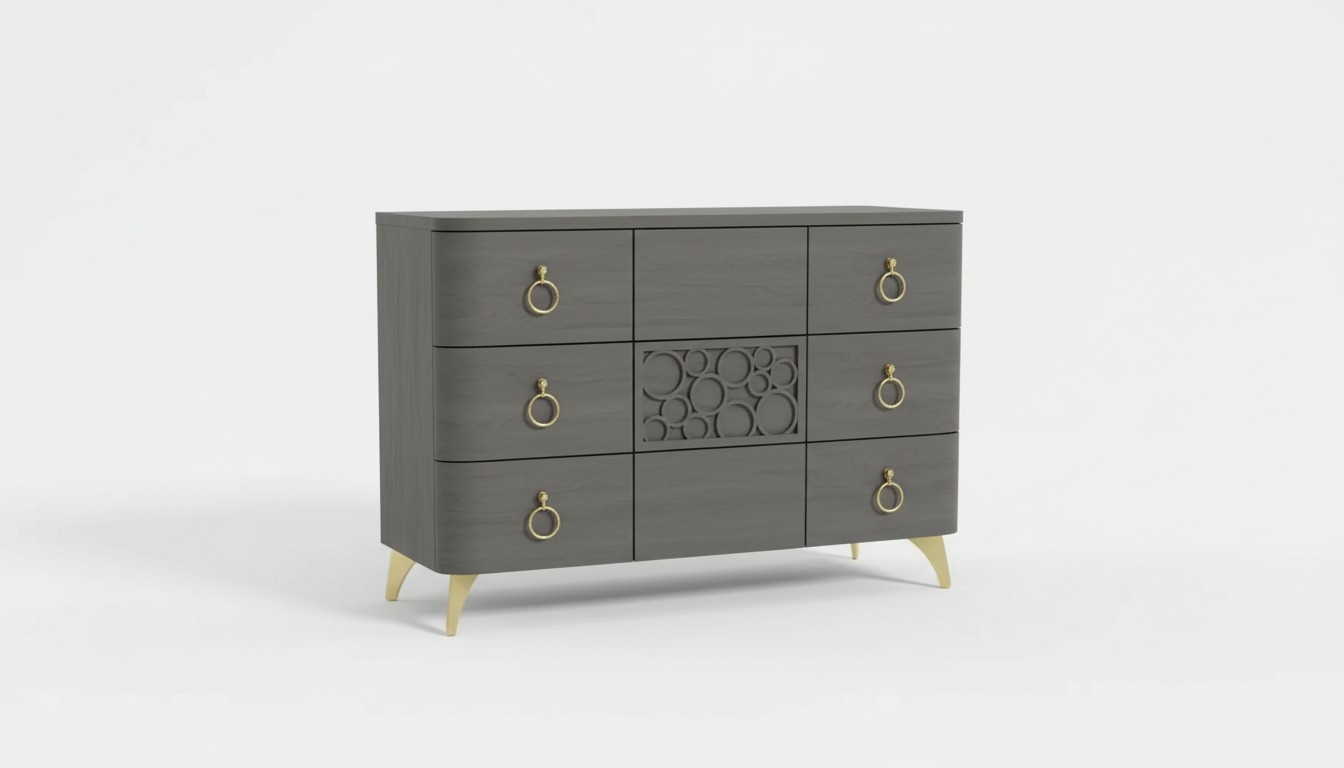 Schlafzimmer Set Luxus Bett 2x Nachttische Design grau 3tlg Kommode