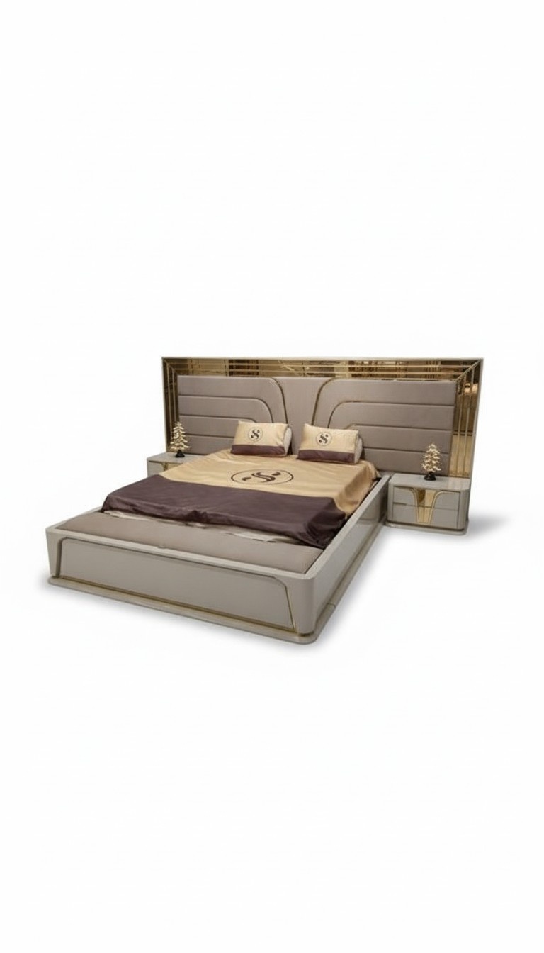 Schlafzimmer Set Luxus Komplettes Bett +2x Nachttische 3tlg. Modern Set