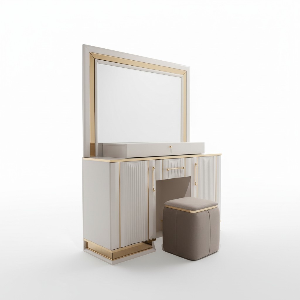 Schlafzimmer Set Schminktisch mit Spiegel Hocker Design Luxus 2tlg