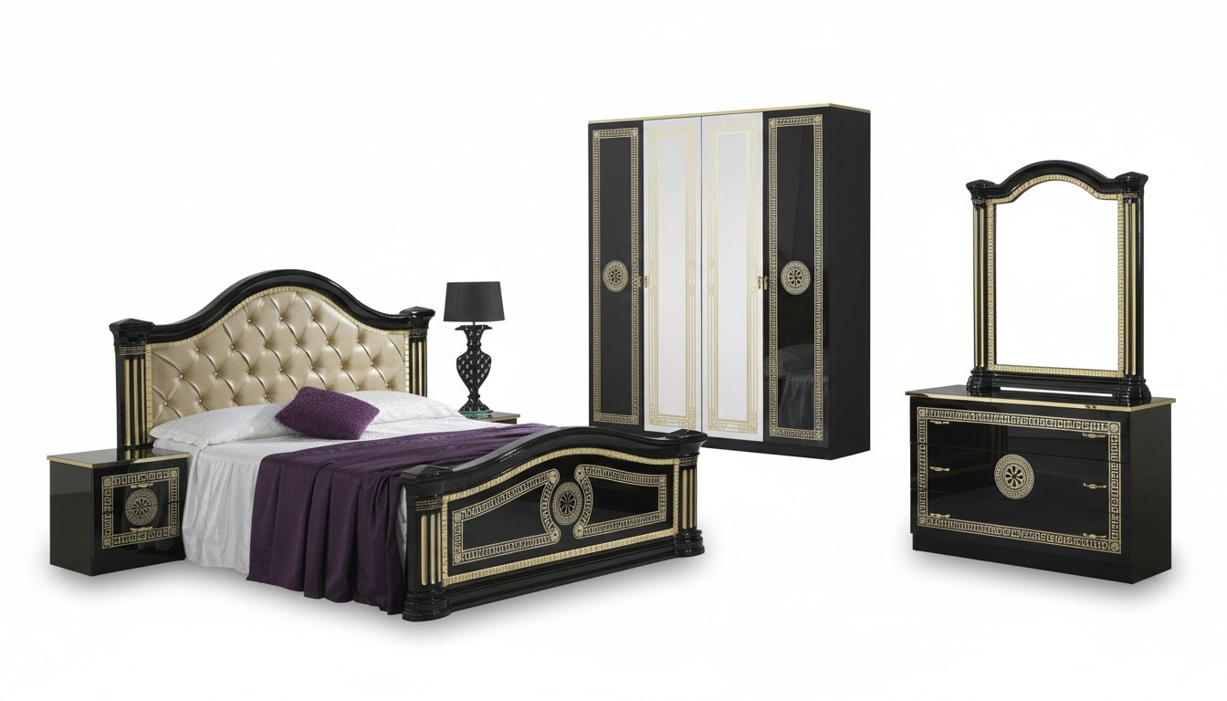 Schlafzimmer Set Stil Modern Bett Nachttisch Kommode Bett Möbel 6tlg. Gruppe neu