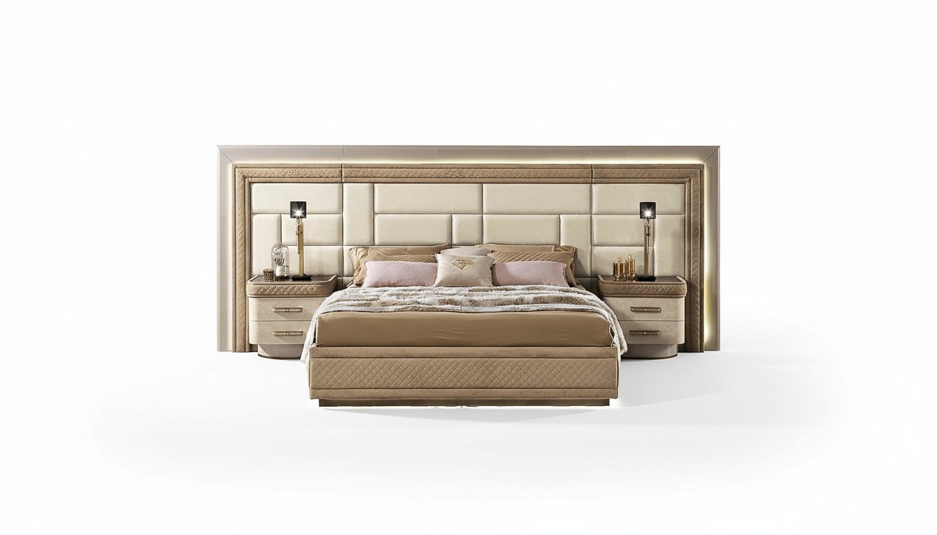 Schlafzimmermöbel Bett Massiv Beige Italienische Möbel Betten Holz Doppelbett