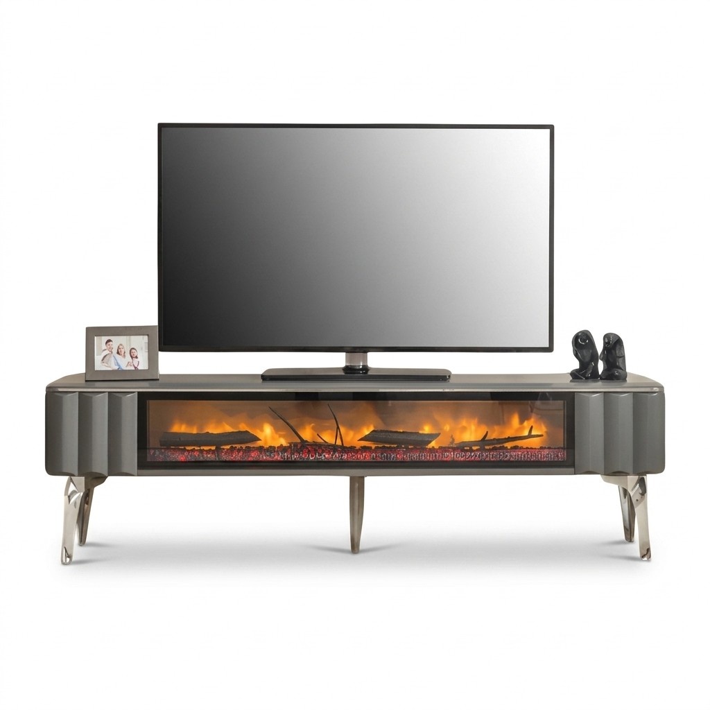 Schlichter TV-Lowboard Sideboard Dekokamin Elektro Dekoration Kamin