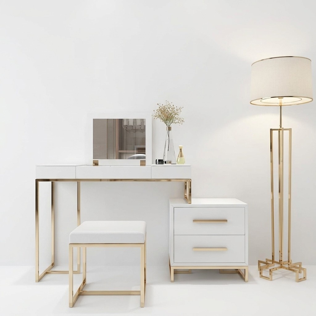 Schmink Tische Konsolen Tisch Schlaf Zimmer Holz Spiegel + Kommode