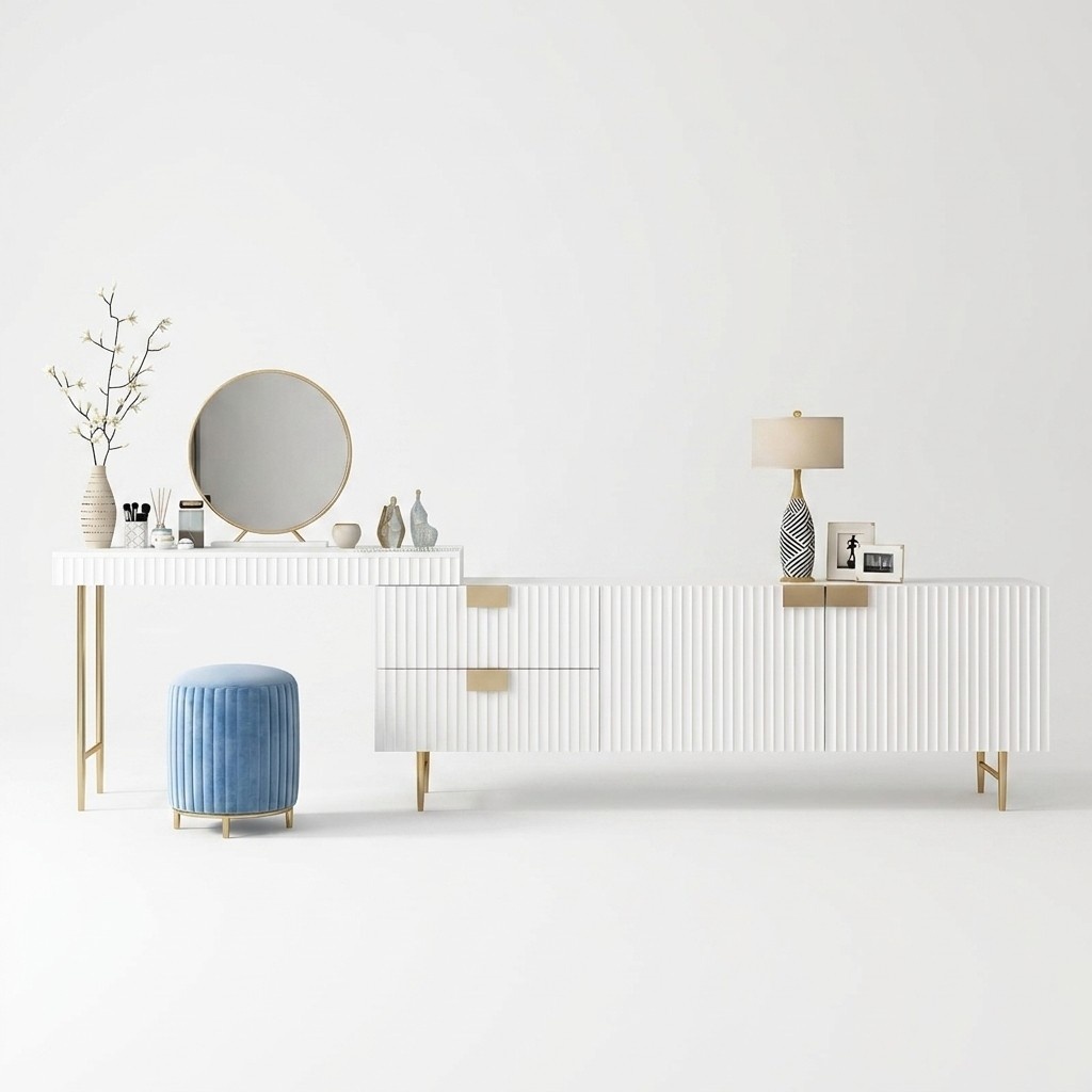 Schmink Tische Konsolen Tisch Spiegel + Kommode Side Board Schlaf Zimmer Holz