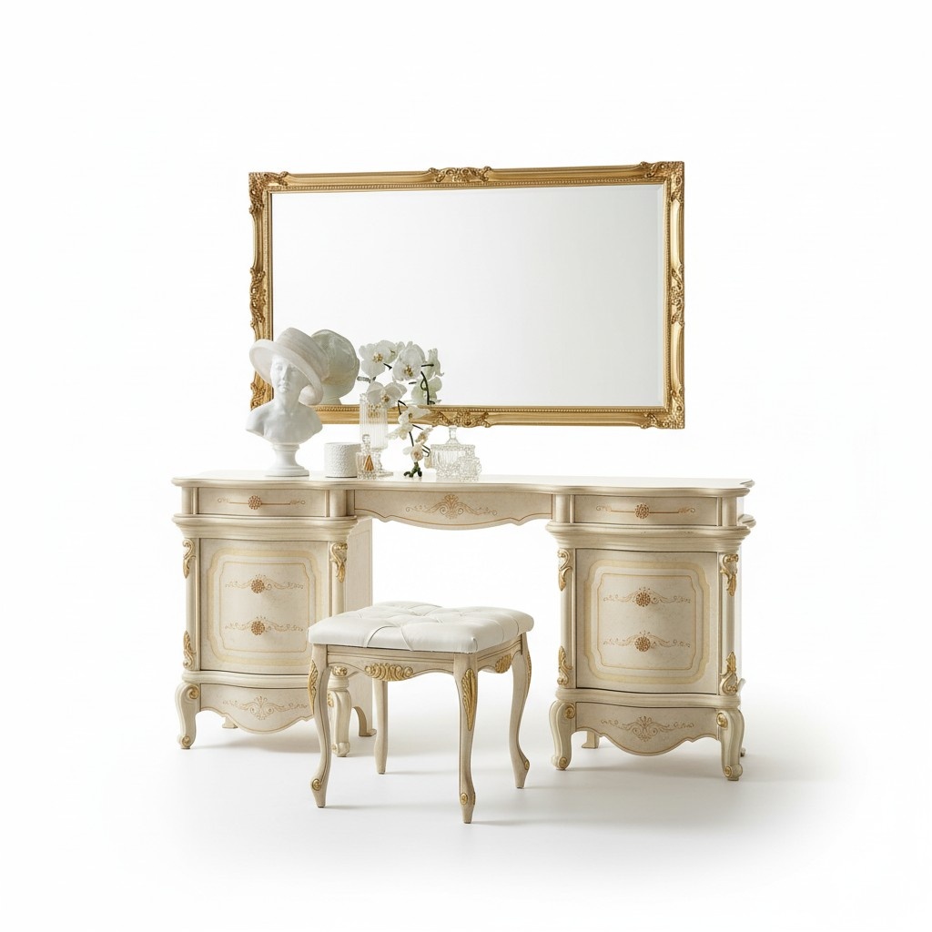 Schminktisch Frisiertisch Kosmetiktisch Kommode mit Spiegel Ablagen Konsolen Neu