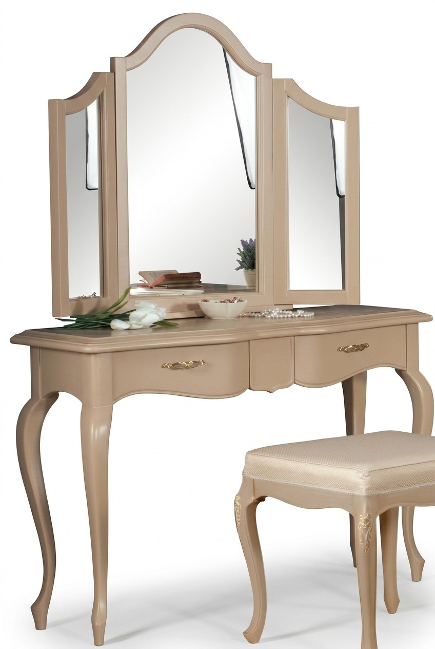 Schminktisch mit Spiegel Schlafzimmer Möbel Design Nachttisch Hocker 2tlg.