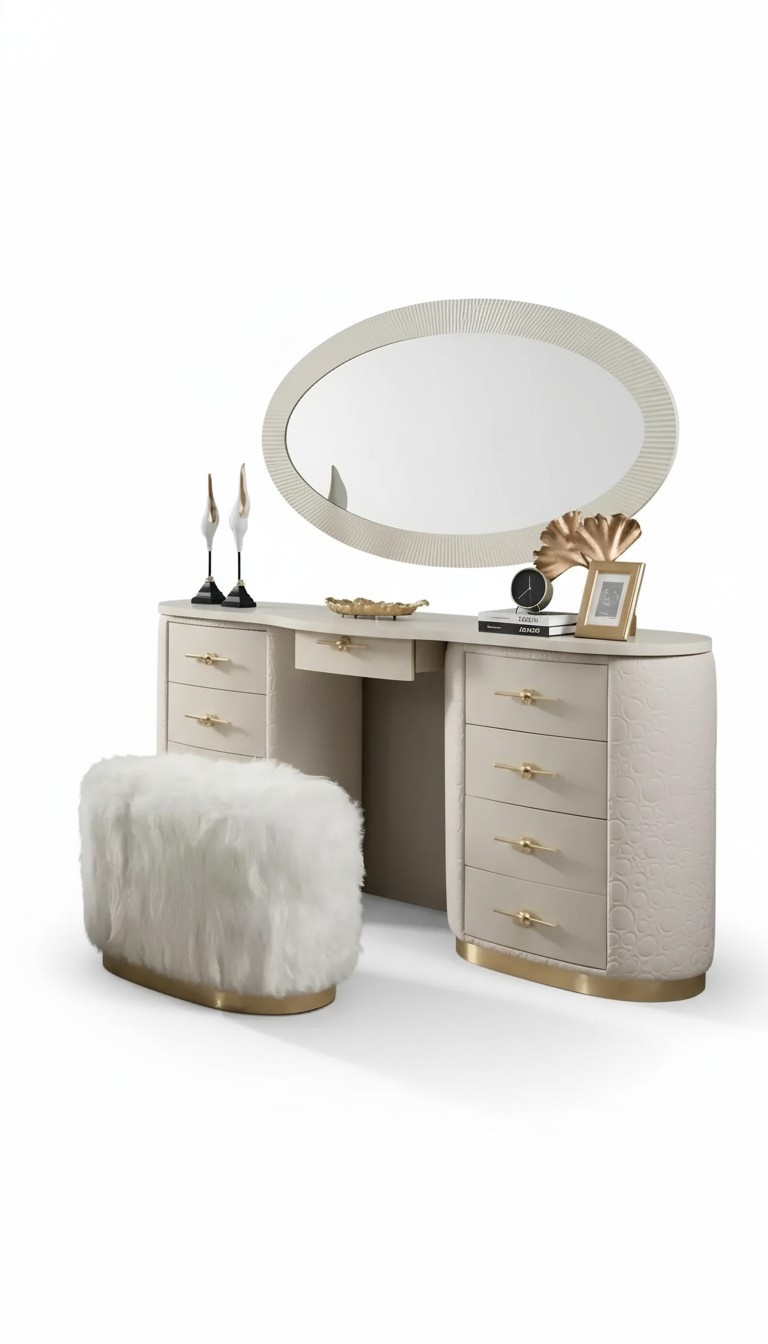 Schminktisch Set Konsole Spiegel Schlafzimmer Möbel Design Hocker