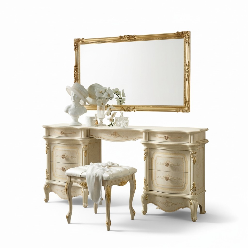 Schminktisch Spiegel Konsolen Design Möbel Luxus Lowboard Kommode Holz Set Neu