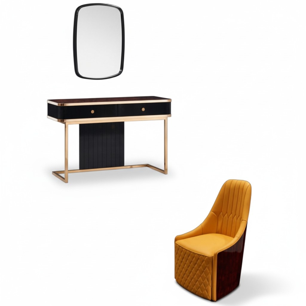 Schminktisch Spiegel Stuhl Luxus Konsole Kommode Schlafzimmer 3tlg. Set Tische