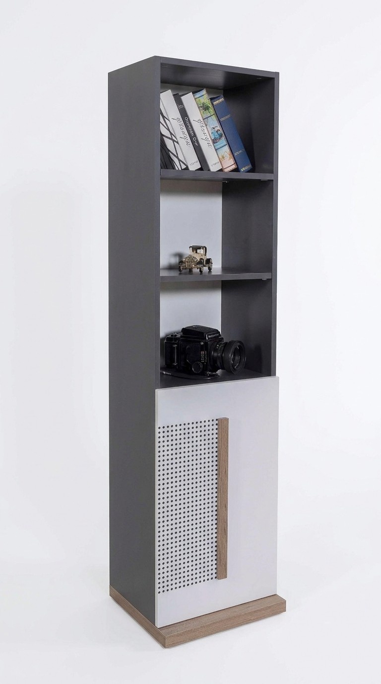 Schrank Holz Bücherschrank Jugendzimmer Grau Schränke Regal Möbel Neu