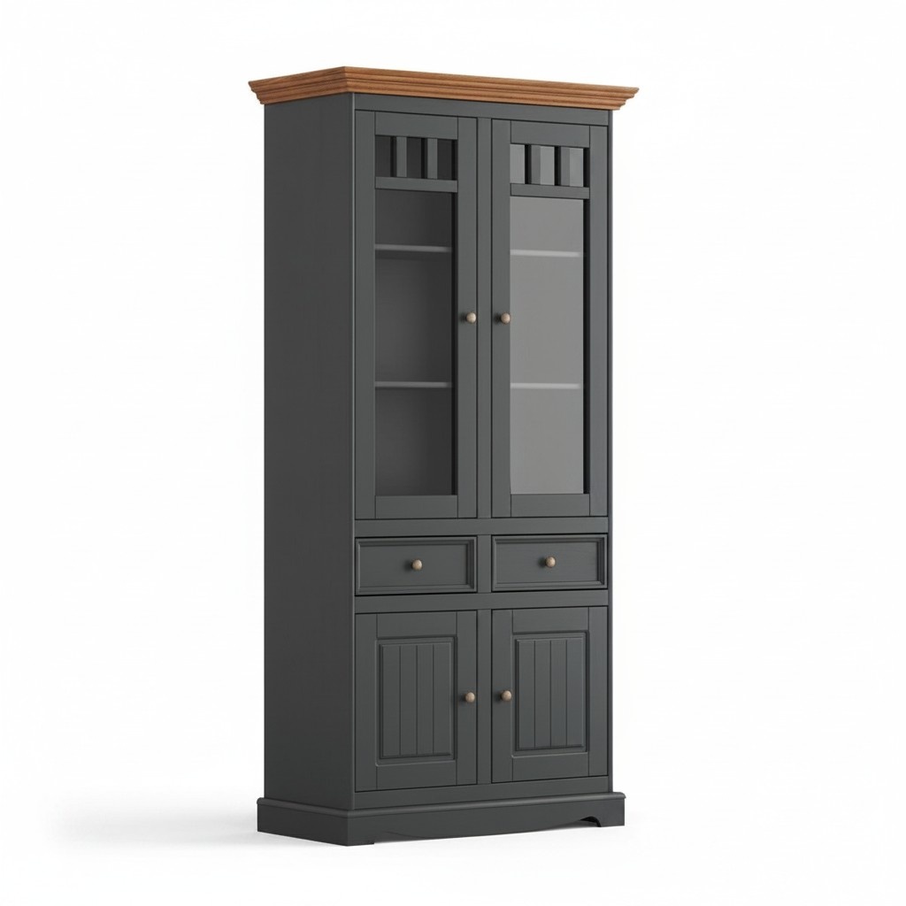 Schrank System Regale Wohnzimmer Vitrine Vitrinen Schrank Glasschrank Regal Holz