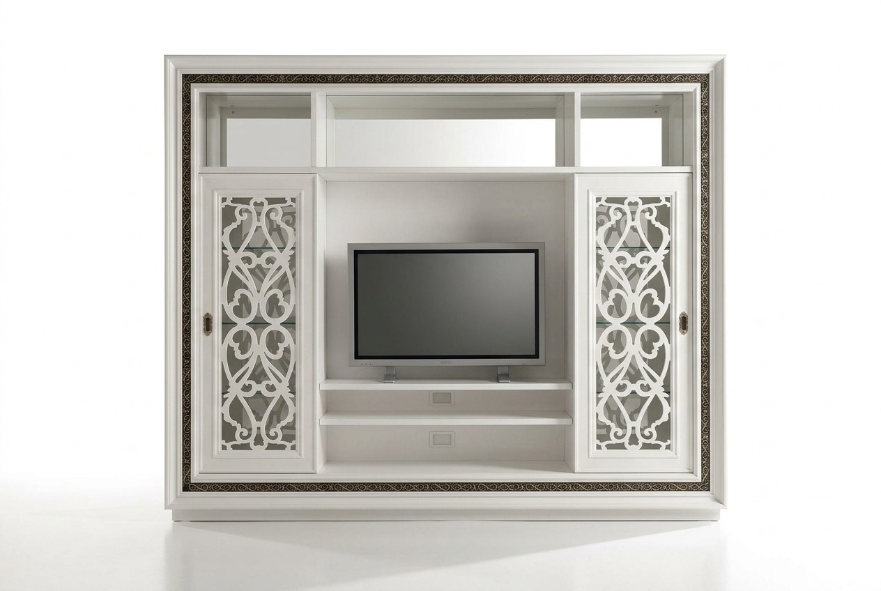 Schrank Vitrine Holz Wohnzimmer Möbel TV Schrankwände Moderne Design Wohnwand