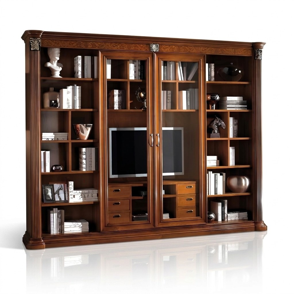 Schrank Vitrine Holz Wohnzimmer Möbel tv Schrankwände Design Wohnwand Vitrinen