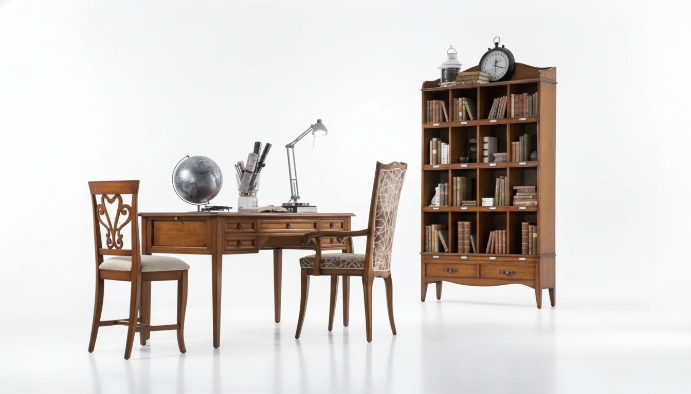 Schreibtisch Holz Tisch Tische Bücherregal Möbel Büro Design 3tlg Set