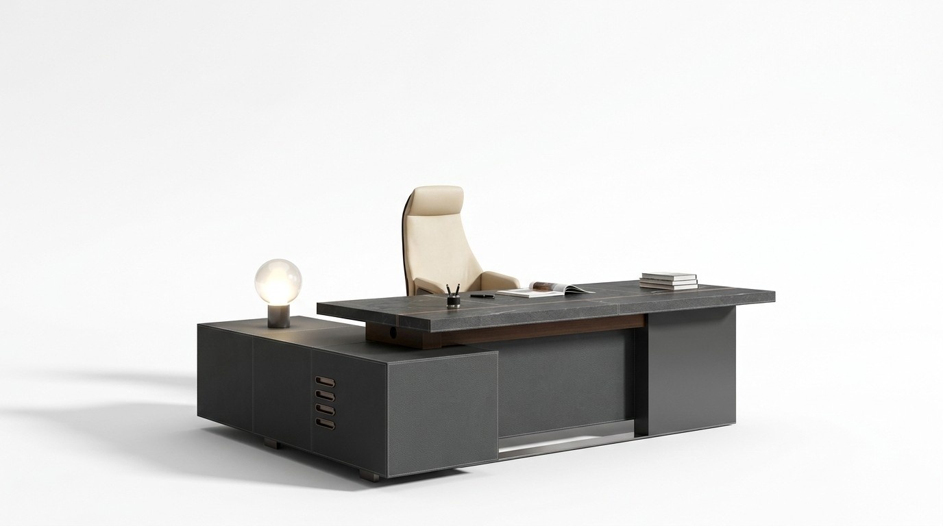 Schreibtisch Leder Büro Tische Designer Einrichtung Tisch Möbel Sessel Set 2tlg.