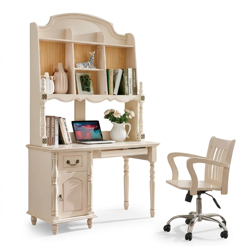Schreibtisch Schrank Tische Bürotisch mit Schubladen PC Tisch Landhaus Stil 2tlg