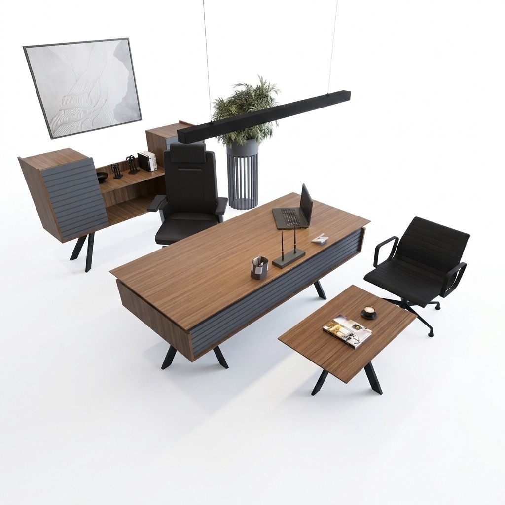 Schreibtisch Tisch Aktenschrank Schrank Holz Möbel Tisch 3tlg Set